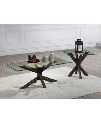 Bella Dark Hardwood Coffee Table & Lamp Table Set