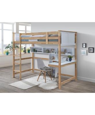 Buddy King Single Loft Bed with Desk and Shelves