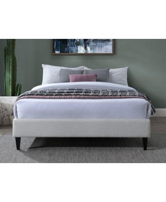 Beige Upholstered Queen Bed Base