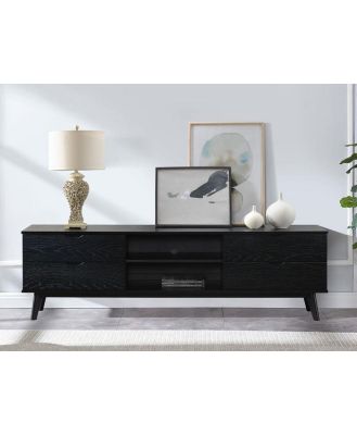 Black Hardwood TV Entertainment Unit