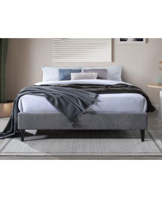 Grey Upholstered Queen Bed Base