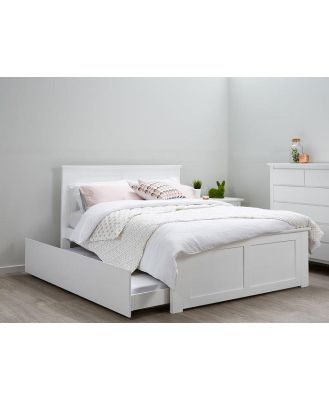Coco Hardwood White Double Bed Frame with Trundle