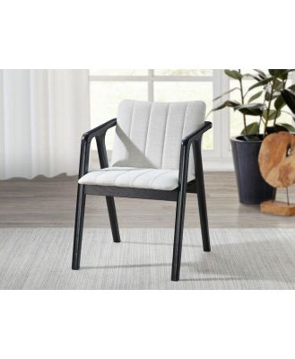 Black & Beige Fabric Dining Chair