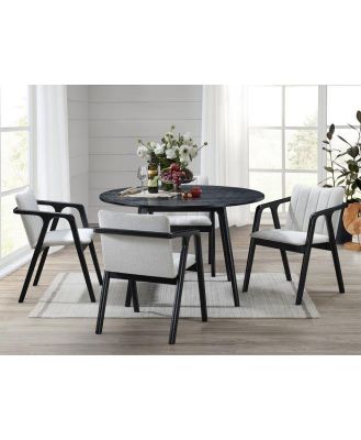 Elm Black Hardwood Round Dining Set