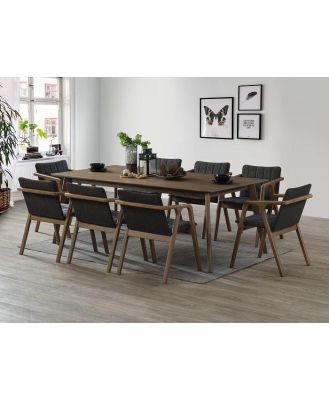 Modern Timber 8 Seater Black Dining Set