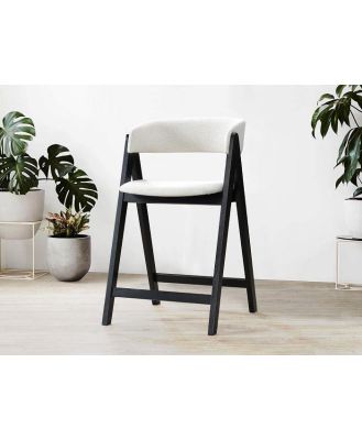 Black Modern Counter Bar Stool with Beige Fabric