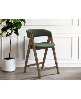 Modern Counter Bar Stool with Green Fabric