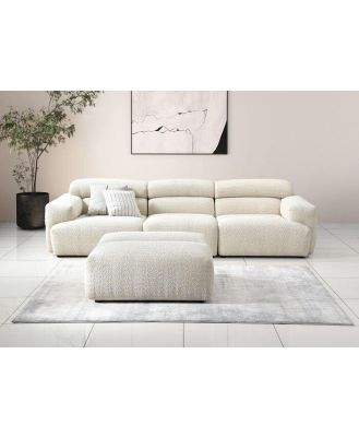 White 3 Seater Sectional Sofa with Ottoman