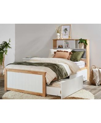 Myer Hardwood King Single Bed with Storage & Bookshelf