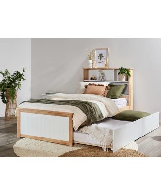 Myer Hardwood King Single Bed with Trundle & Bookshelf