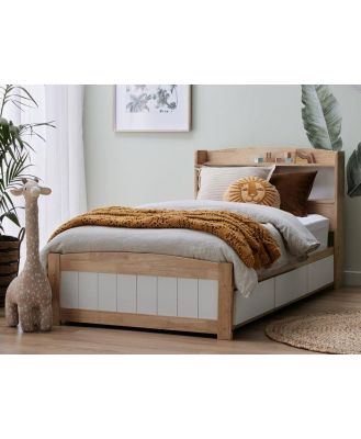 Rio Hardwood Toddler Single Bed Frame with Storage