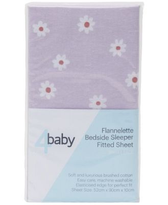 4Baby Flannel Bedside Sleeper Fitted Sheet Daisy Chain