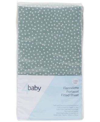 4Baby Flannel Portacot Fitted Sheet Green Spot