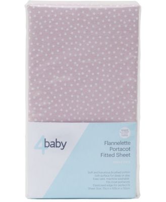 4Baby Flannel Portacot Fitted Sheet Pink Spot