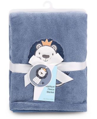 4Baby Fleece Blanket Blue Lion Applique