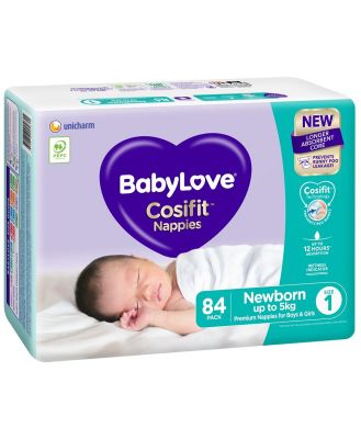 Babylove Cosifit Nappies - Jumbo Bag - Newborn - Size 1 - 84 Pack