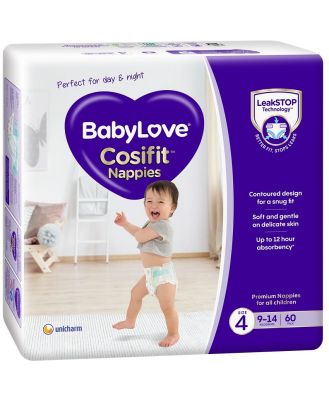 Babylove Cosifit Nappies - Jumbo Bag - Toddler - Size 4 - 60 Pack