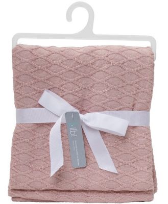 Bilbi Diamond Knitted Cot Blanket Dusty Pink