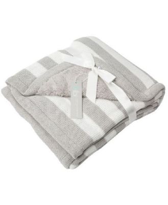 Bilbi Stripe Sherpa Blanket Grey