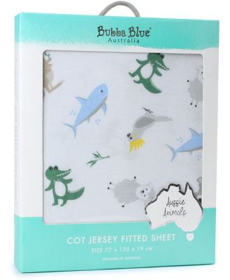 Bubba Blue Aussie Animal Jersey Cot Fitted Sheet