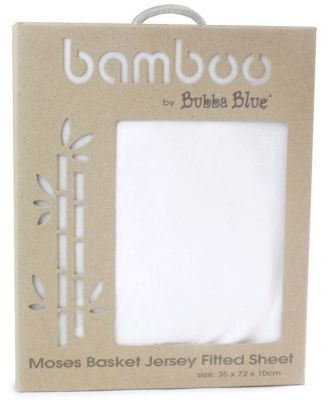 Bubba Blue Bamboo Jersey Moses Basket Fitted Sheet White