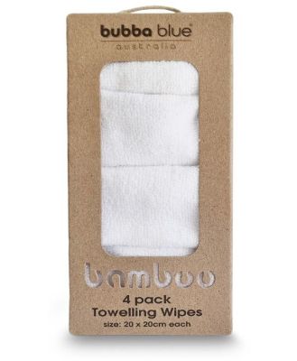 Bubba Blue Bamboo Toweling Wipes 4Pk White