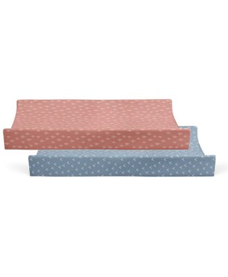 Bubba Blue Nordic Change Pad Cover Denim/Clay Size 2 Pack