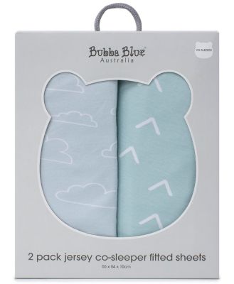 Bubba Blue Nordic Co-Sleeper Fitted Sheet 2 Pack Sky/Mint