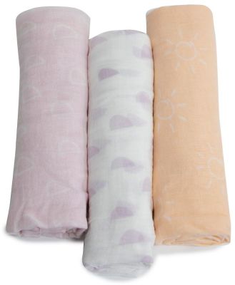 Bubba Blue Nordic Muslin Swaddle Wrap Peach/Lilac Size 3 Pack