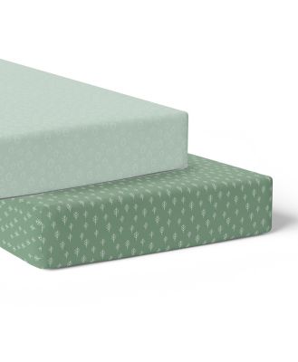 Bubba Nordic 2 Pack Jersey Cot Fitted Sheet Avocado/Forest