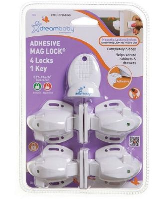 Dreambaby Adhesive Mag Locks (4 Locks & 1 Key)