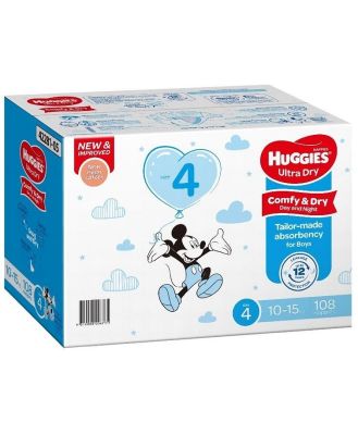 Huggies Nappies Mega Toddler Boy Size 4 - 108 Pack