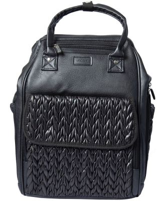 Latasche Elegance Nappy Backpack - Black Faux Leather