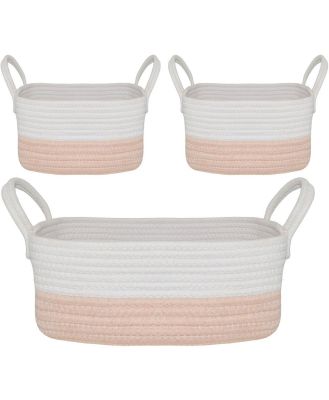 Living Textiles Cotton Rope Basket Pink 3 Piece