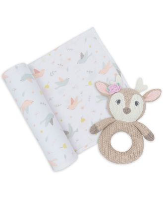 Living Textiles Jersey Wrap & Rattle Ava the Fawn