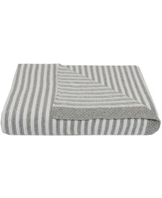 Living Textiles Knit Stripe Blanket Grey