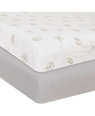 Living Textiles Organic Cot Fitted Sheet Dandelion 2 Pack