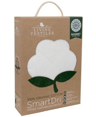 Living Textiles Smart-Dri Organic Mattress Protector Bassinet White