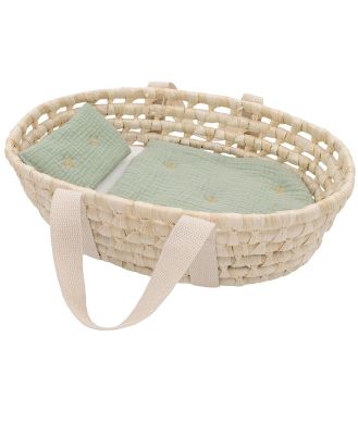 Living Textiles Woven Doll Moses Basket Set Sage