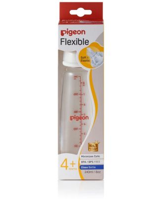 Pigeon Slim Neck Glass Bottle with Flexible Peristaltic Teat - 240ml