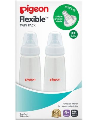 Pigeon Slim Neck PP Bottle with Flexible Peristaltic Teat - 240ml - 2 Pack