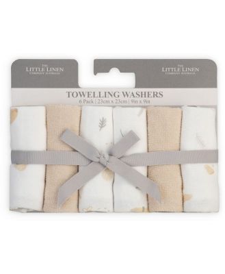 The Little Linen Co. Towelling Wash Cloth Nectar Bear 6 Pack