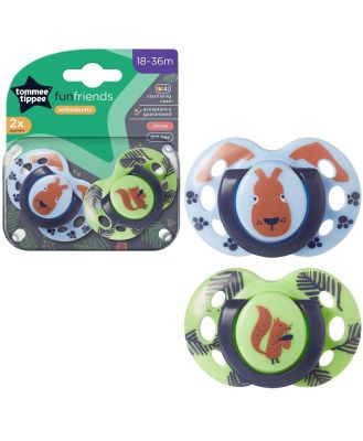 Tommee Tippee Closer To Nature Soother - Fun Style - 18-36 Months - 2 Pack