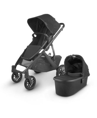 Uppababy Vista V2 Stroller Black / Carbon / Black Leather (Jake)