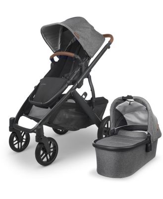 Uppababy Vista V2 Stroller - Charcoal Mélange/Carbon/Saddle Leather (Greyson)