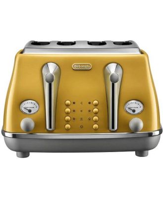 Delonghi Icona Capitals 4 Slice Toaster - New York Yellow