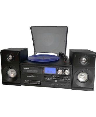 Lenoxx Home Entertainment System with Turntable/CD/Dual Cassette - Black