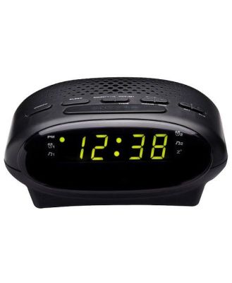 Lenoxx Portable Clock Radio With Green Led  Black