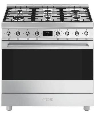 Smeg 90cm Freestanding Pyro Dual Fuel Cooker - Stainless Steel