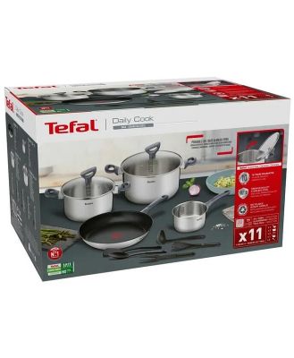 Tefal Daily Cook Induction 4Piece Set + Utensils - Stainless Steel